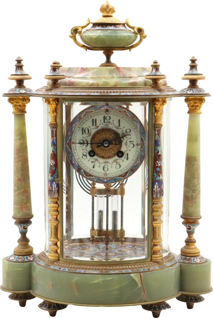 Antique Tiffany & Co. Marti Champleve & Onyx Mantel Clock (1 of 10)