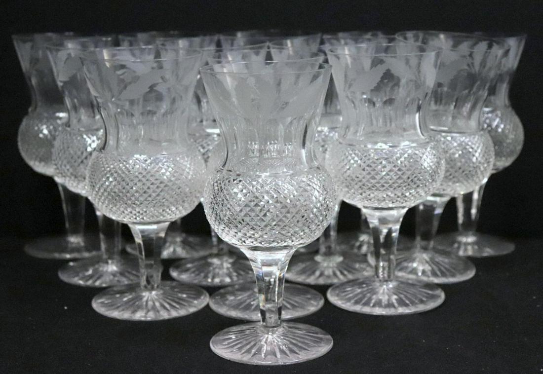 13 Pc. Edinburgh "Thistle" Crystal Wine Glasses: 13 Pc. Edinburgh "Thistle" Crystal Wine Glasses. Measures approx. - 6 3/8" high x 3" diameter.