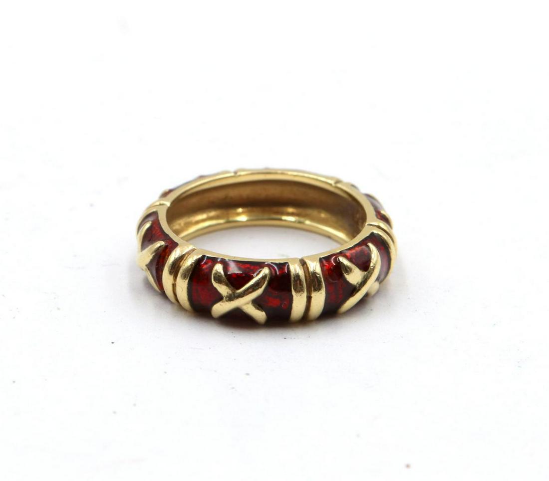 Gorgeous Hidalgo 18Kt & Red Enamel Ring (1 of 2)