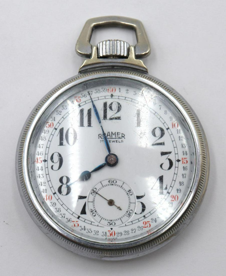 Vintage Roamer Chrome Plated Pocket Watch (1 of 2)