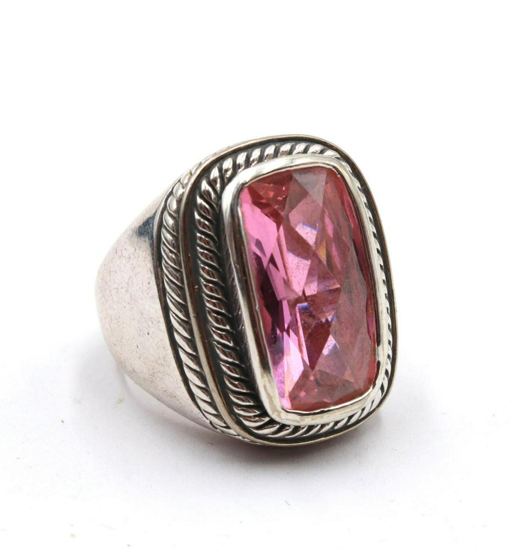 Sterling Silver & Pink Stone Ring (1 of 2)