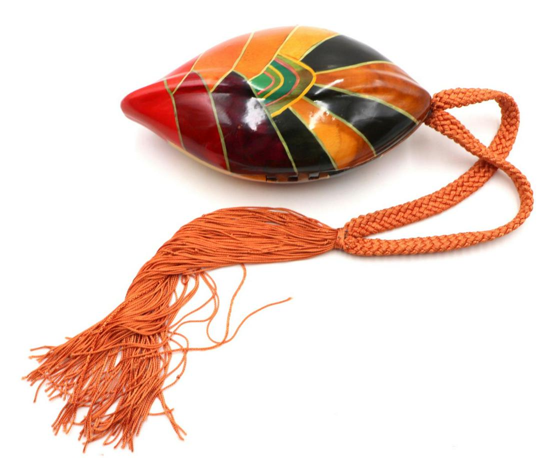 Vintage Rafael Sanchez Painted Wooden Purse (1 of 2)