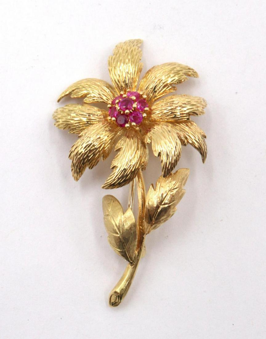 Vintage Tiffany & Co. 18Kt & Ruby Brooch (1 of 2)
