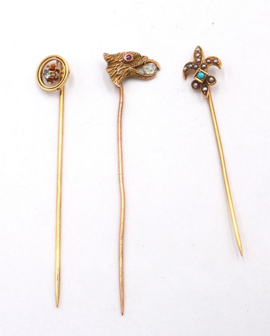 Vintage 14Kt Yellow Gold Stick Pins (1 of 2)