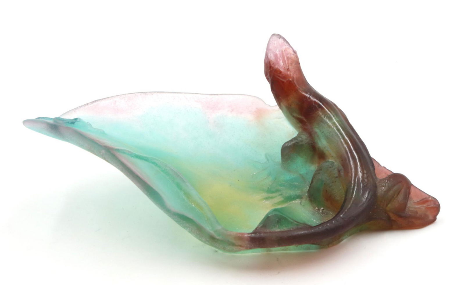 Daum France Salamander Crystal Vide Poche: Daum Pate de Verre France Salamander Crystal Vide Poche. Measures approx. - 2" high x 5 1/2" long.