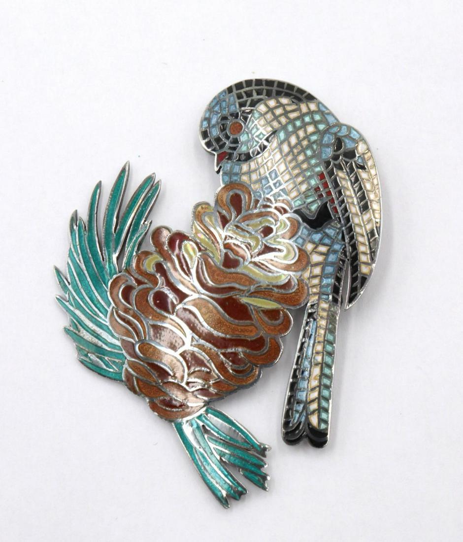 Taxco Sterling & Enamel Bird Brooch (1 of 2)