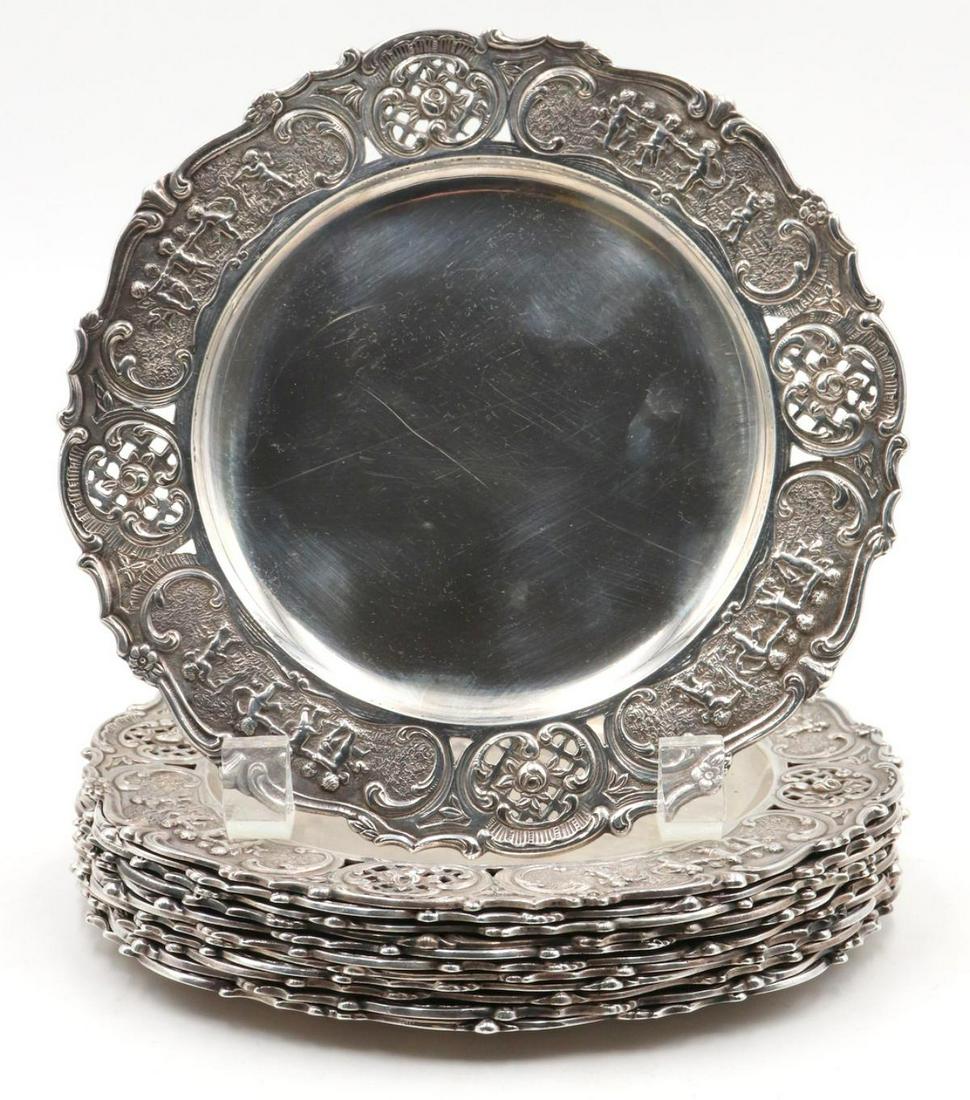 12 Pc. Rare Marshall Fields Sterling Bread & Butter Plates (1 of 6)