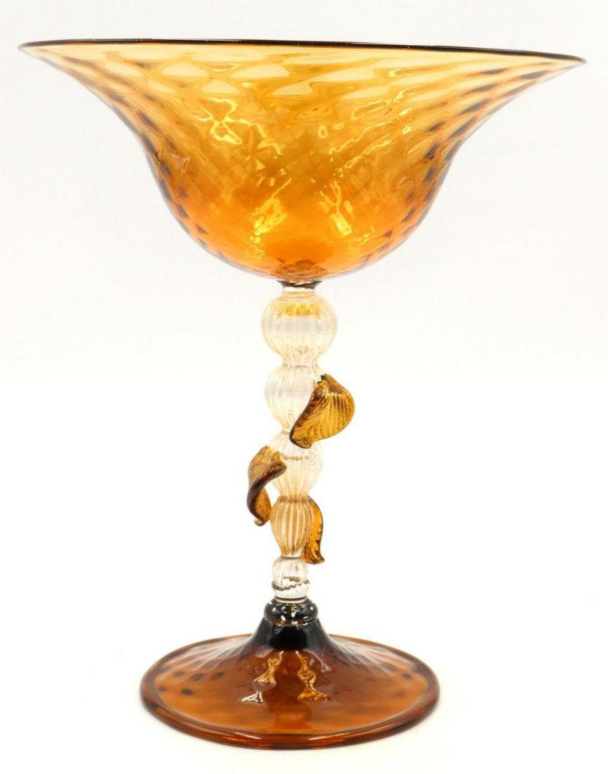 Vintage Antichi Angeli Murano Art Glass Footed Bowl (1 of 5)