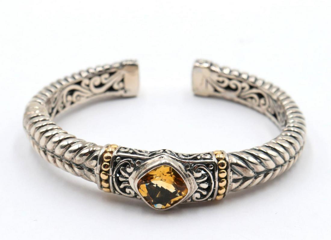 18Kt & Sterling Citrine Cuff Bracelet (1 of 3)