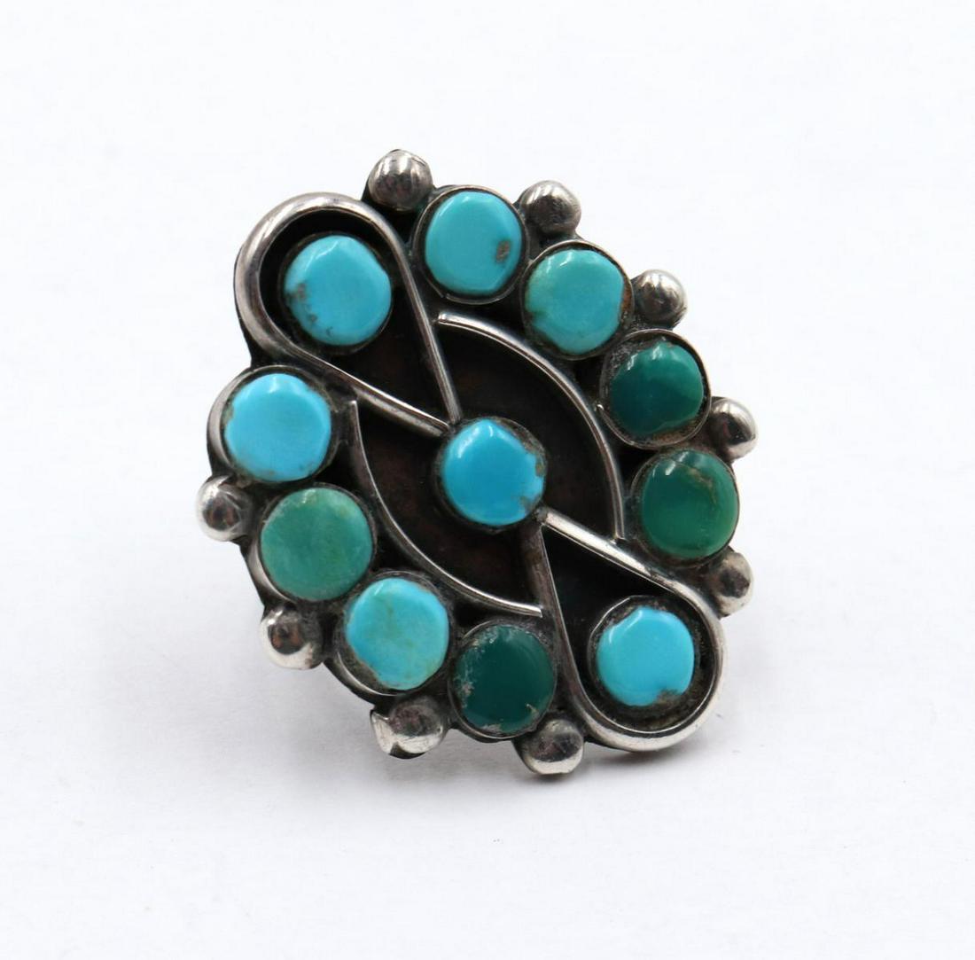 Native American Turquoise & Sterling Ring: Native American Turquoise & Sterling Silver Ring. Size - 7. Weight - 8 grams.