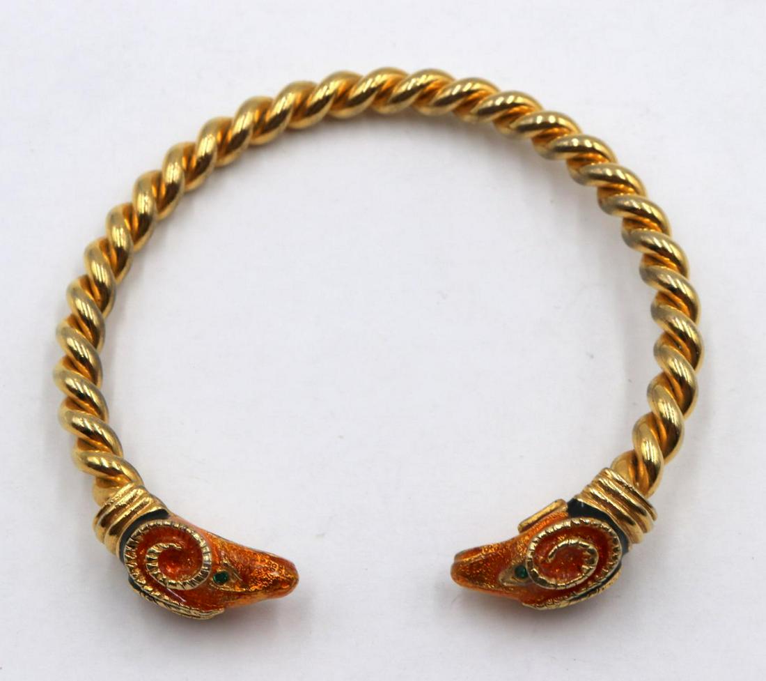 Pierre Balman Paris Gold Tone Rams Head Bangle (1 of 2)