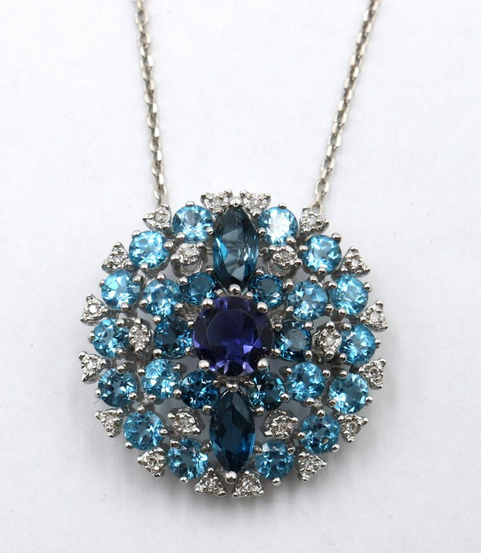 14Kt Diamond & Topaz Pin/Pendant w/ Necklace (1 of 3)