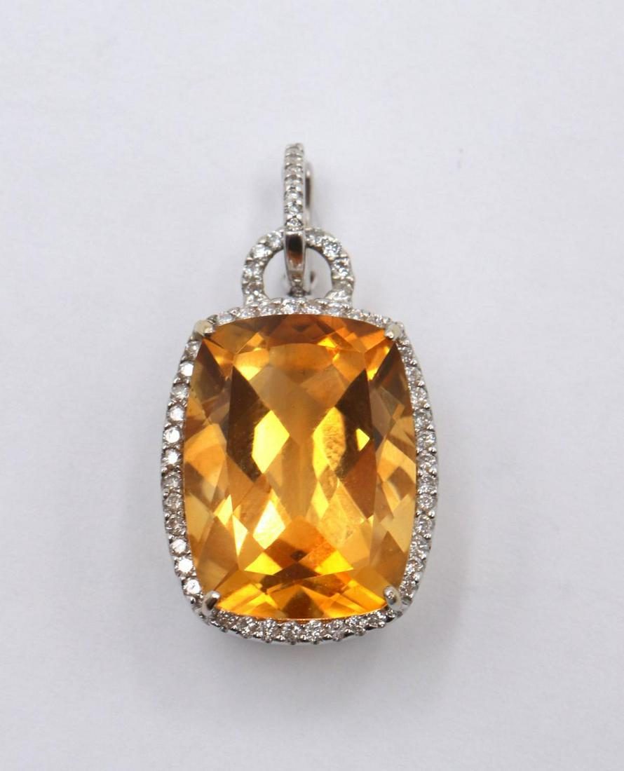 18Kt Diamond & Citrine Pendant (1 of 2)