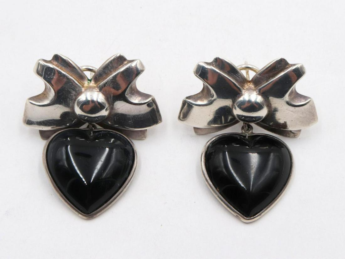 Italian Sterling Silver & Onyx Earrings (1 of 2)