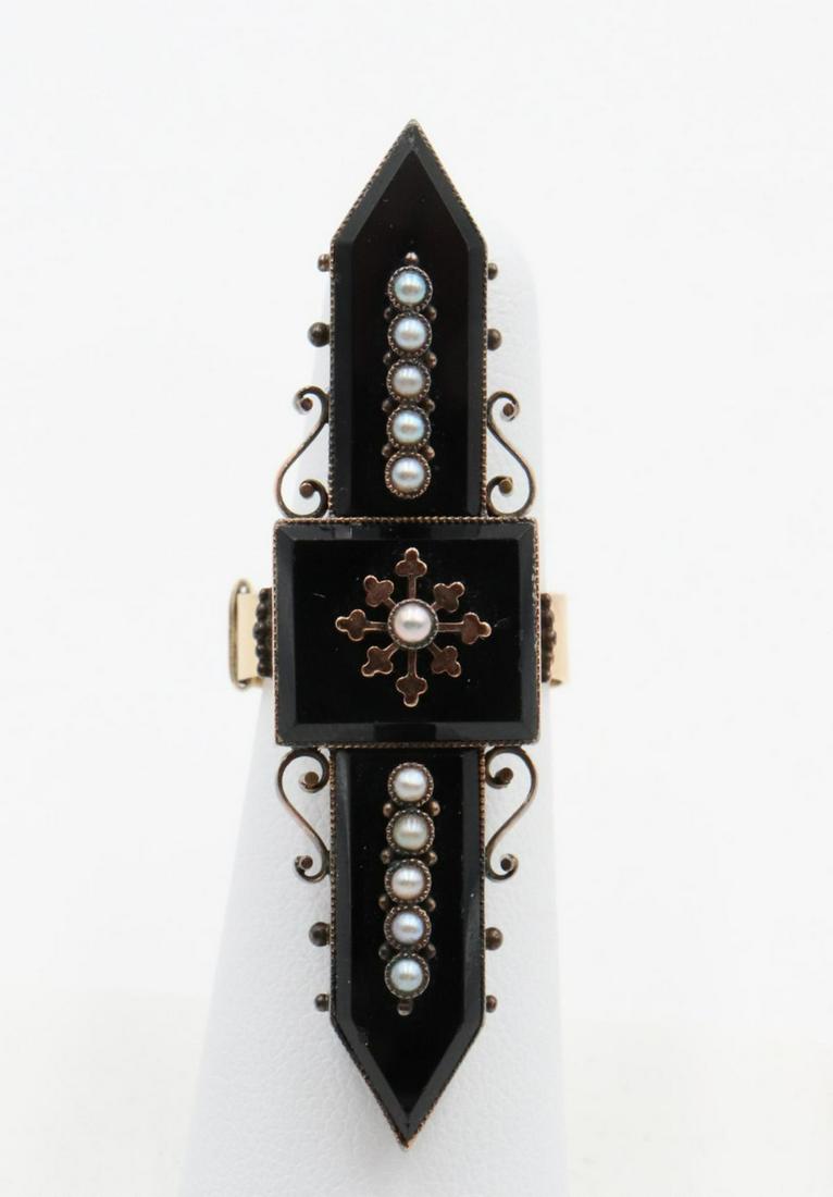 14Kt Pearl & Black Onyx Ring (1 of 2)