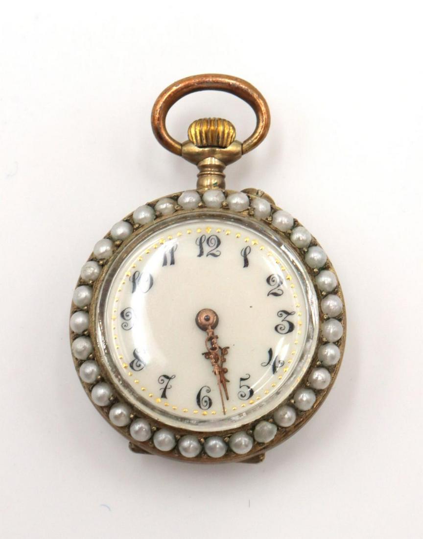 Antique French Fleur De Lis & Pearl Pocket Watch (1 of 3)