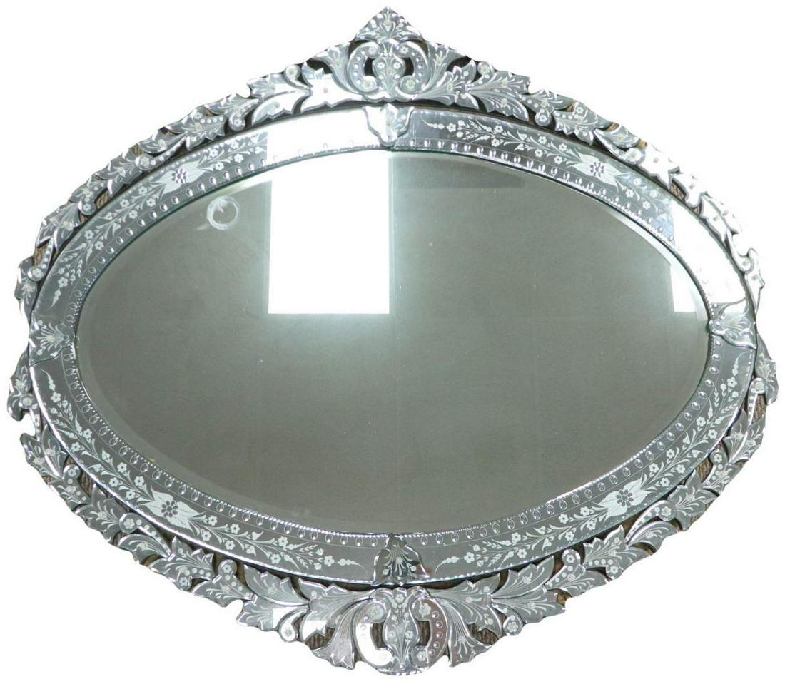 Vintage Italian Venetian Oval Wall Mirror (1 of 5)