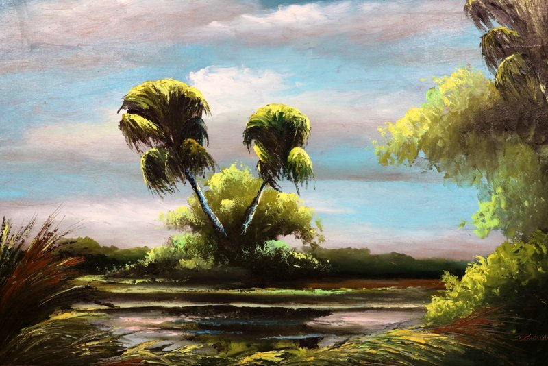 James Gibson Highway Men Oil Painting on Masonite: James Gibson Highway Men Oil Painting on Masonite. Signed lower right. Measures - 23" high x 34 3/8" wide, + 2 3/8" frame.