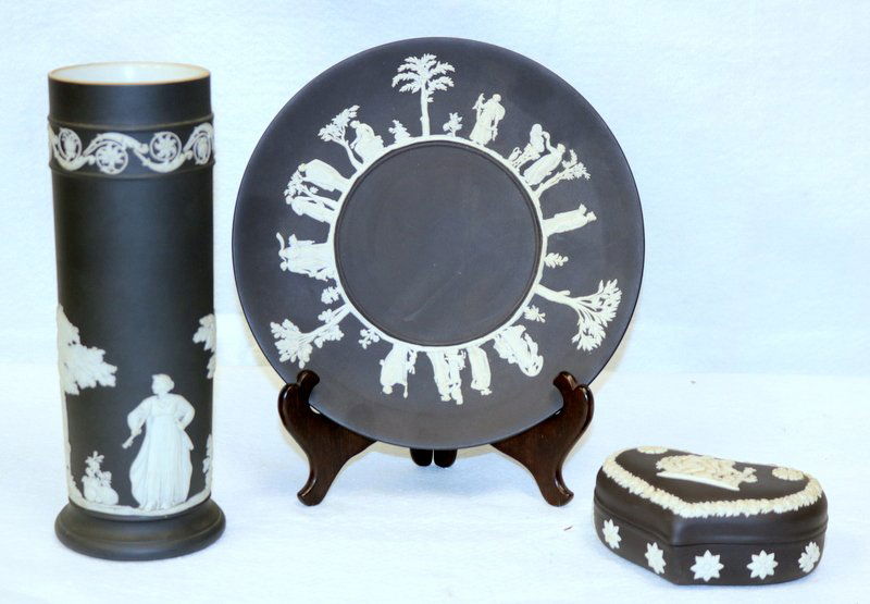 3 Pc. Wedgwood Black & White Jasperware Pieces (1 of 5)