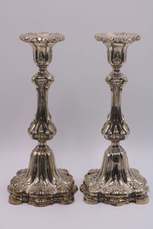 Pair of Antique European Sterling Candlesticks (1 of 6)