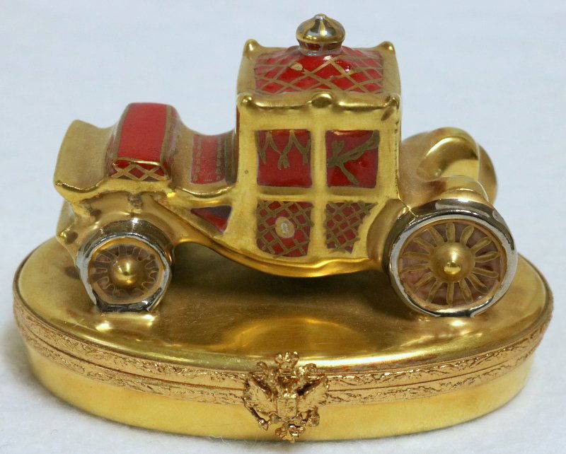 Faberge Limoges Hand Painted Porcelain Carriage Pill (1 of 5)