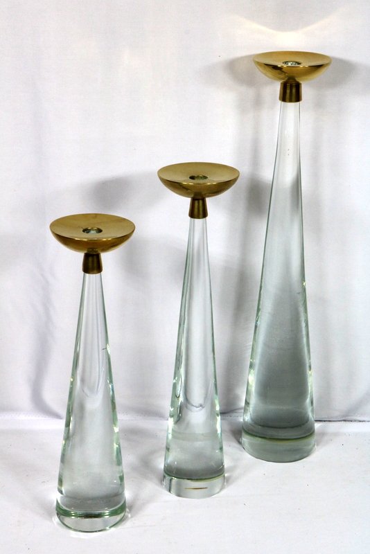 3 Pc. Italian Murano Glass Candlesticks (1 of 4)