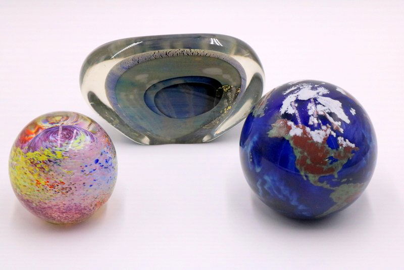 3 Pc. Signed Art Glass Paperweights (1 of 4)