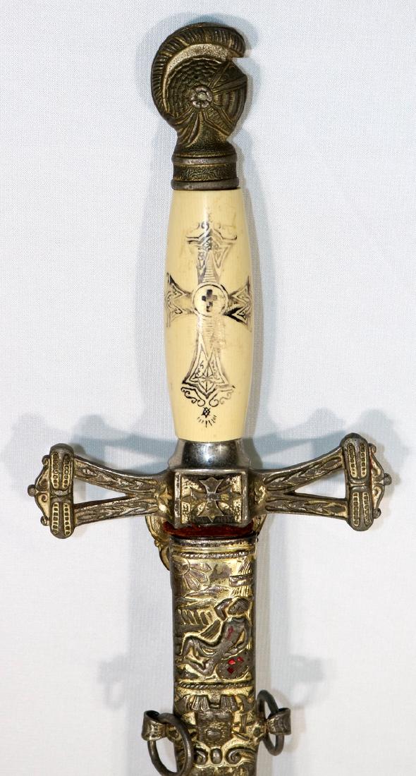 Ceremonial Knight's Templar Sword: Ceremonial Knight's Templar Sword. With bone handle. Measures - 38 1/4" long x 5" wide.