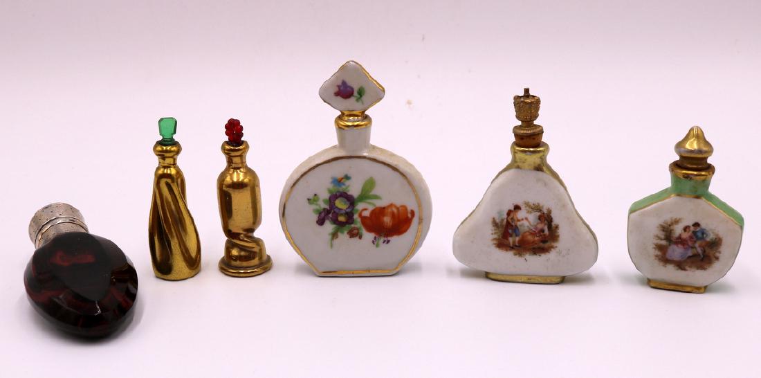 6 Pc. Miniature Painted Porcelain Perfume Bottles (1 of 6)