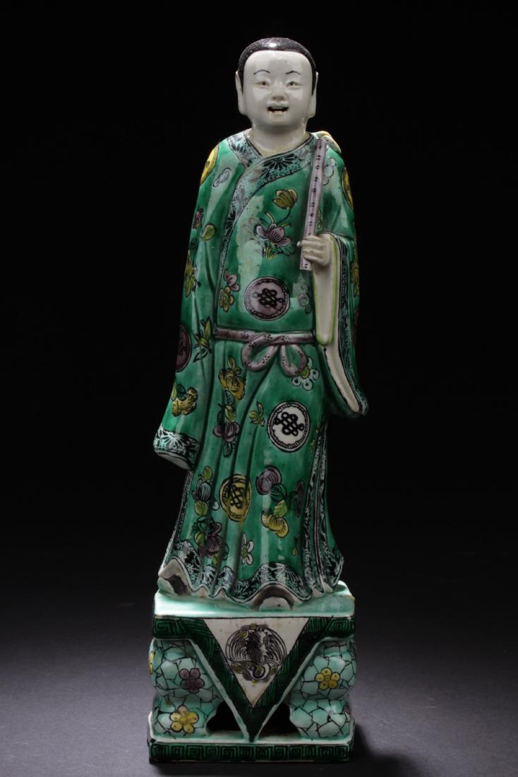 Chinese Antique Famille Verte Porcelain Scholar Figure (1 of 6)