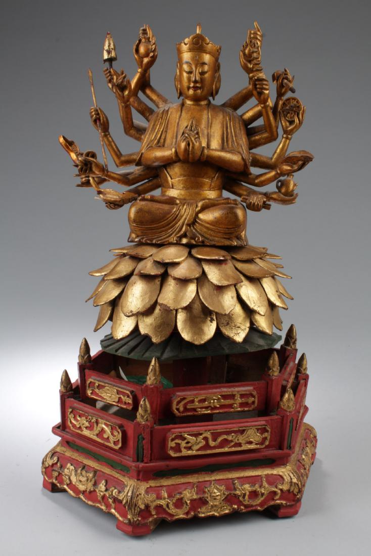 Antique Chinese Wooden Carved Bodhisattva Statue (1 of 5)