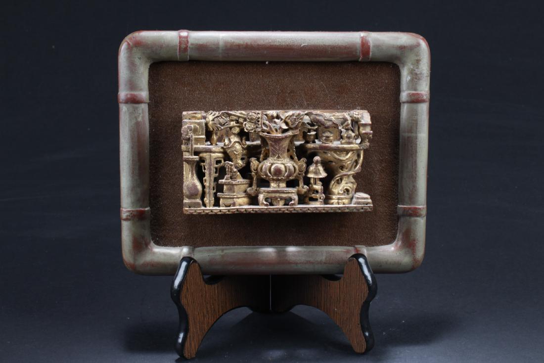 Antique Chinese Wooden Framed Ornament (1 of 5)