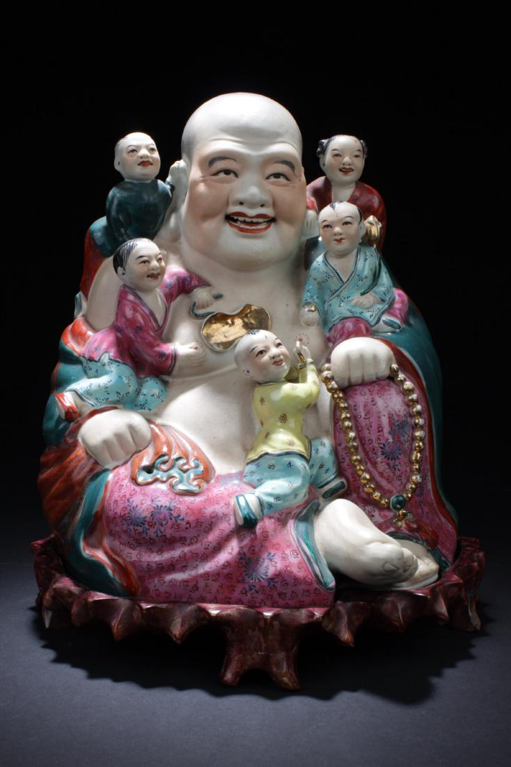 Antique Chinese Famille Rose Buddha Statue (1 of 5)