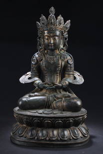 Gilt Bronze Buddha Statue: Gilt Bronze Buddha Statue. Height: 17.75"