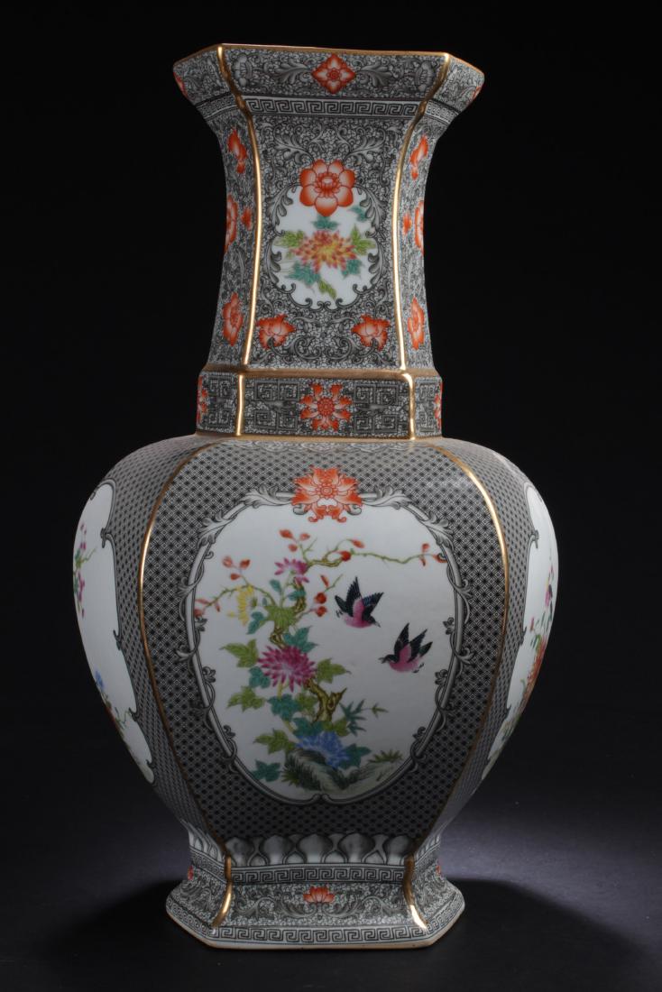A Chinese Hexa-fortune Windowed Estate Fortune: A Chinese Hexa-fortune Windowed Estate Fortune Porcelain Vase Display . Height: 19.25 (inch).