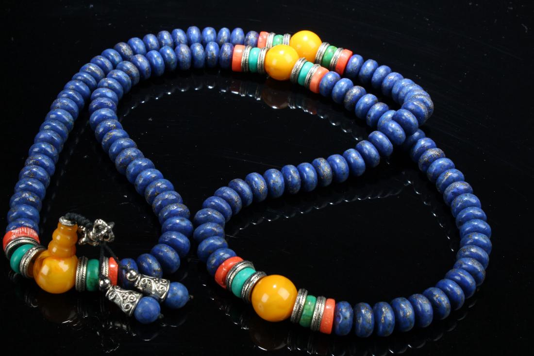 An Estate Tibetan Beaded Fortune Necklace Display (1 of 6)