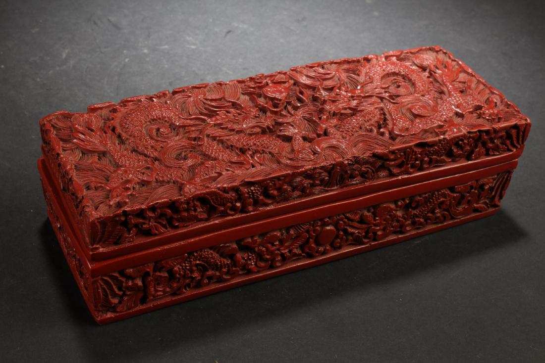 Chinese Cinnabar Lacquered Rectangle Box (1 of 5)