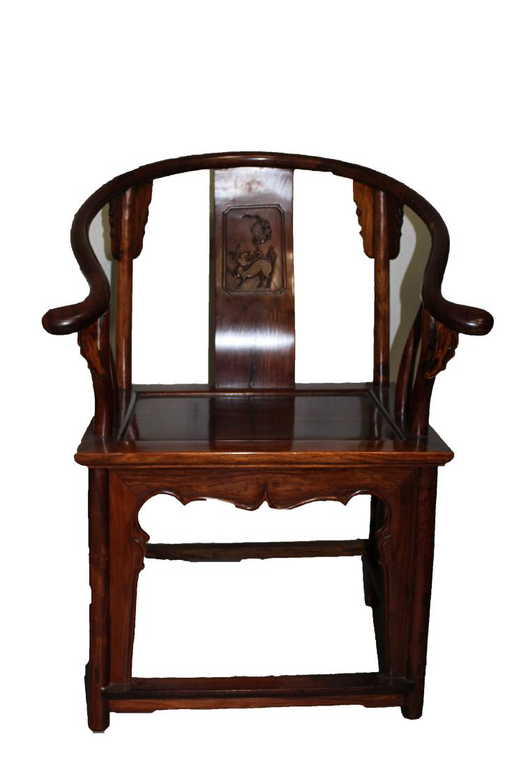 Antique Chinese Huanghuali Horseshoe Back Chair - Antique Chinese Huanghuali Horseshoe Back Chair