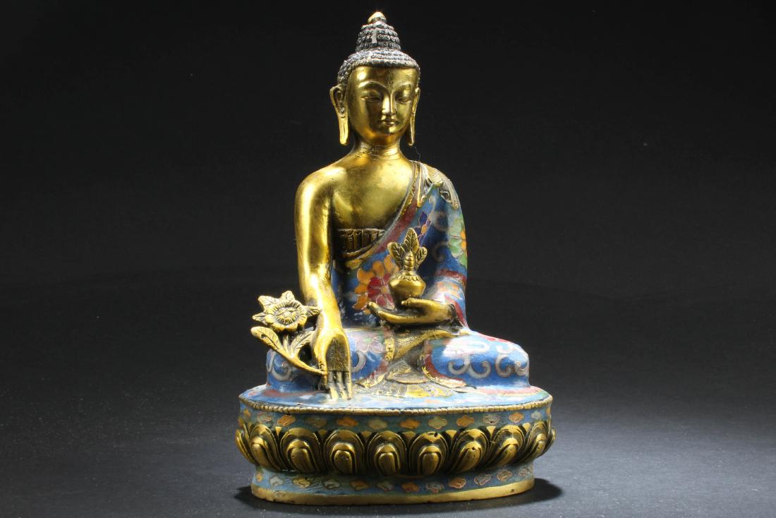 Chinese Cloisonne Buddha Statue (1 of 6)