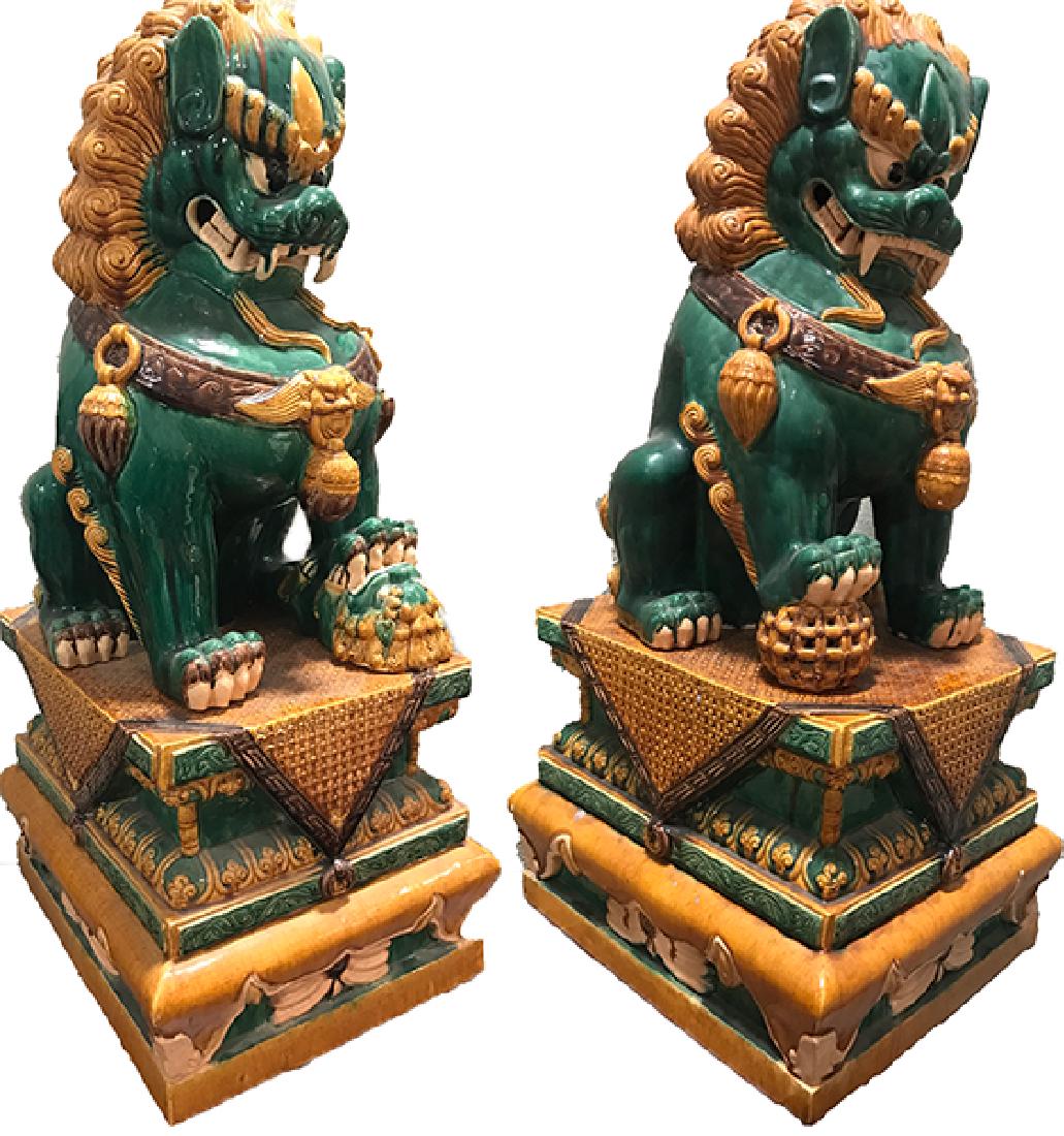 A Pair of Antique Chinese Famille Verte Guardian Lions (1 of 1)