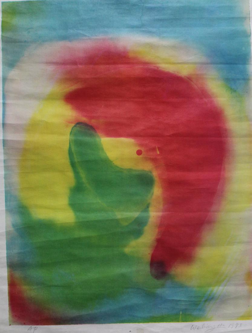 Abstract Painting: An Abstract Painting, signed by Wei Liang Ho (1973) , printed. Length: 20.25" Height: 27"