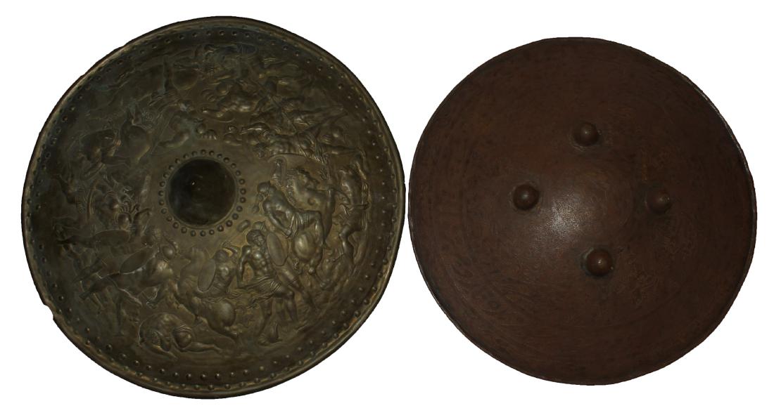 Two Antique Chinese Bronze Round Shields (1 of 1)