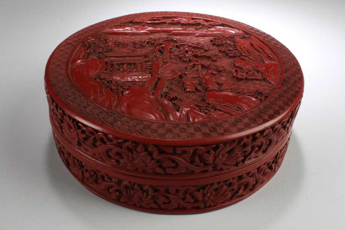 Chinese Cinnabar Lacquered Round Container (1 of 4)