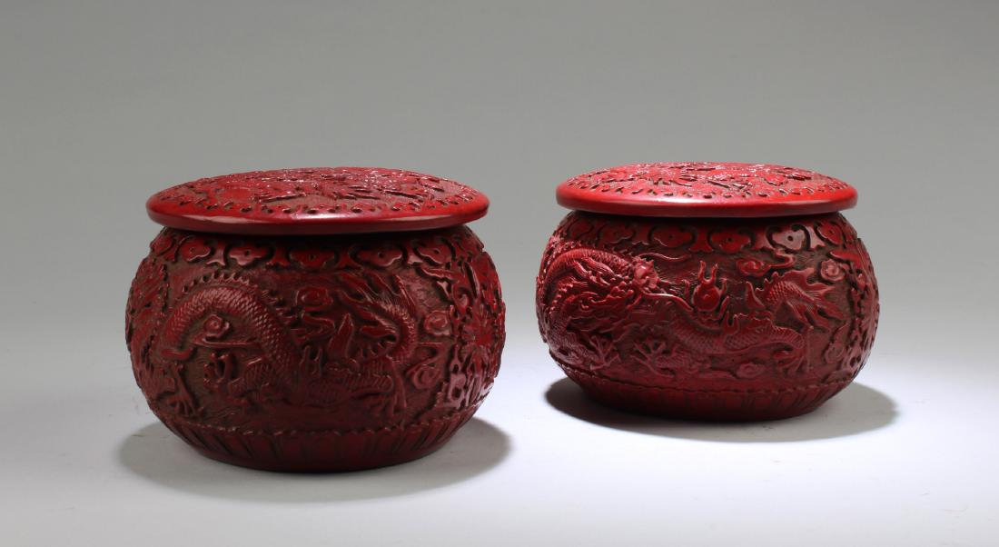 A Pair of Chinese Cinnabar Lacquered Containers (1 of 6)