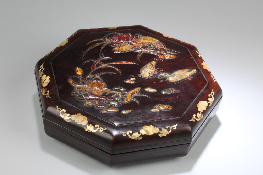 Chinese Hardwood octagonal shaped Box (1 of 4)