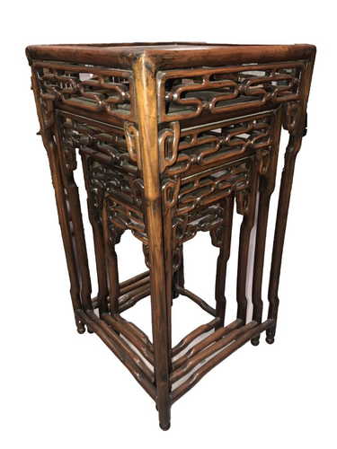 Four Antique Chinese Bamboo Stool Collection