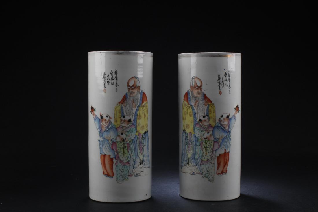 A Pair of Two Antique Chinese porcelain Hat Holders (1 of 6)