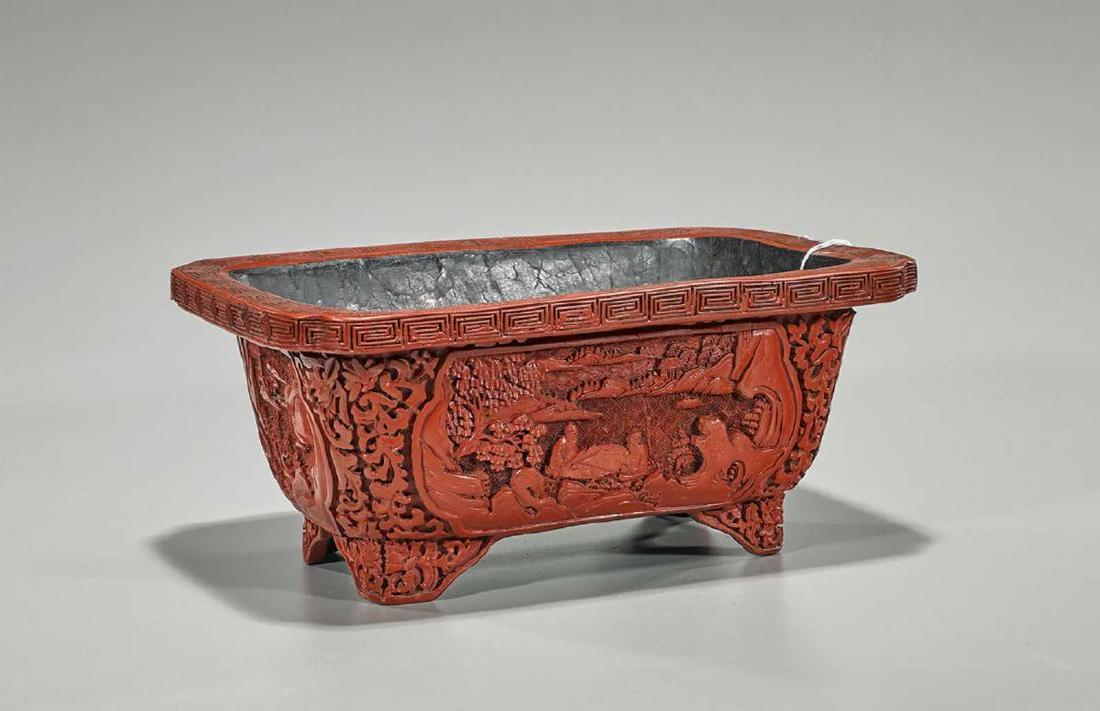 Chinese Cinnabar Lacquered Rectangular Bowl (1 of 3)