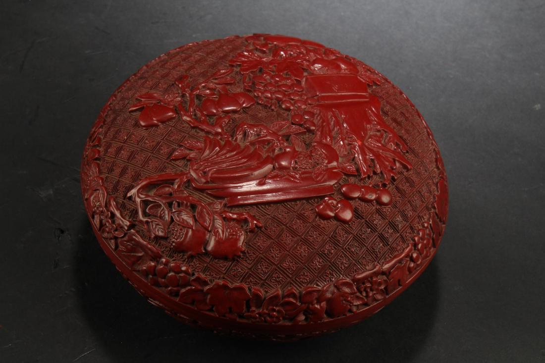 Chinese Cinnabar Lacquer Round Container (1 of 3)