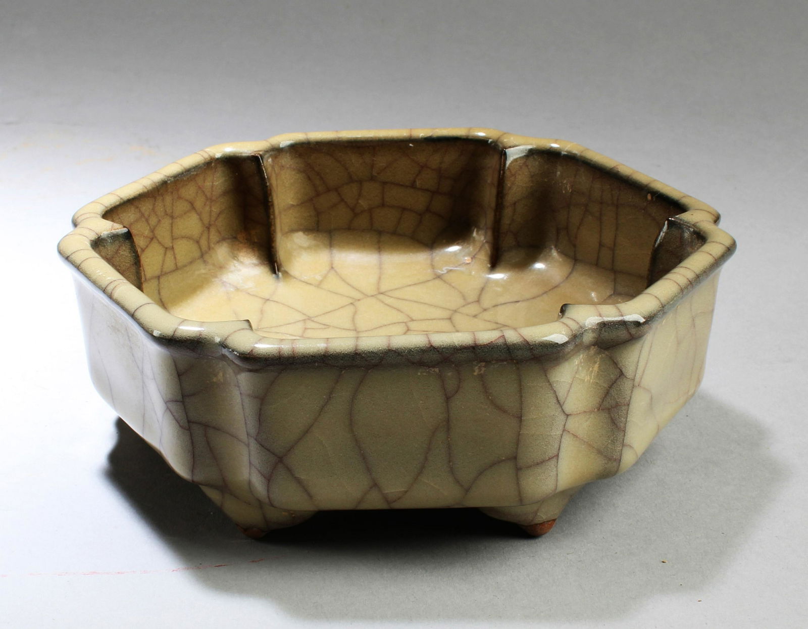 Chinese Crackleware Hexagonal Shaped Bowl (1 of 3)